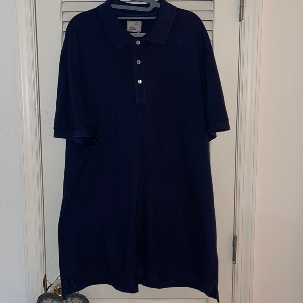 Lacoste size 9 Navy 3 bottom pique polo